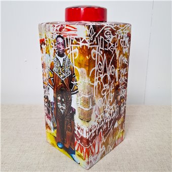 Danny's Fine Porcelain Home Decor Danny's Fine Porcelain Porcelain Square Jar Grafitti [le] - B316 - CLOSEOUT SAMPLE SALE