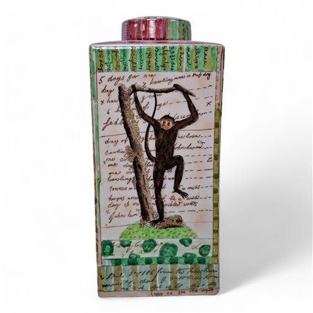 Danny's Fine Porcelain Home Decor Danny's Fine Porcelain Porcelain Square Jar Safari [le] - B316 - CLOSEOUT SAMPLE SALE