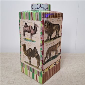Danny's Fine Porcelain Home Decor Danny's Fine Porcelain Porcelain Square Jar Safari [le] - B316 - CLOSEOUT SAMPLE SALE