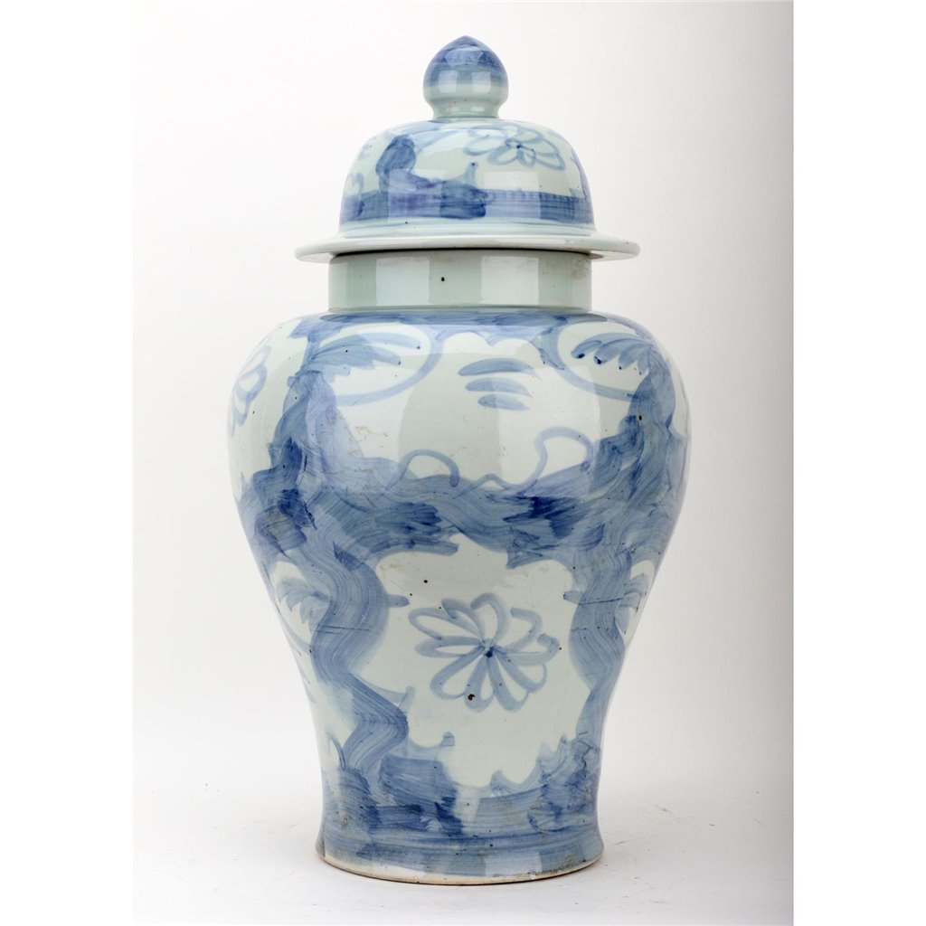 Danny's Fine Porcelain Home Decor Danny's Fine Porcelain Porcelain Temple Jar - Blue And White Mud Stepping Style 51100