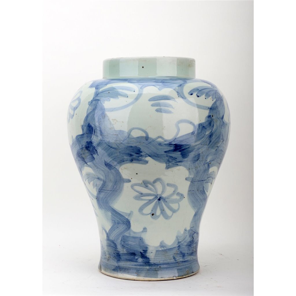 Danny's Fine Porcelain Home Decor Danny's Fine Porcelain Porcelain Temple Jar - Blue And White Mud Stepping Style 51100