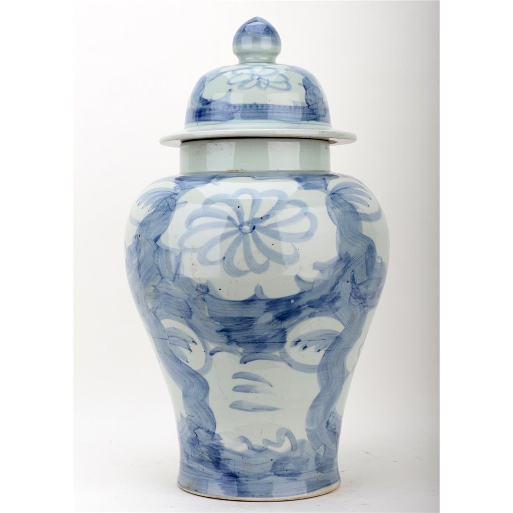 Danny's Fine Porcelain Home Decor Danny's Fine Porcelain Porcelain Temple Jar - Blue And White Mud Stepping Style 51100