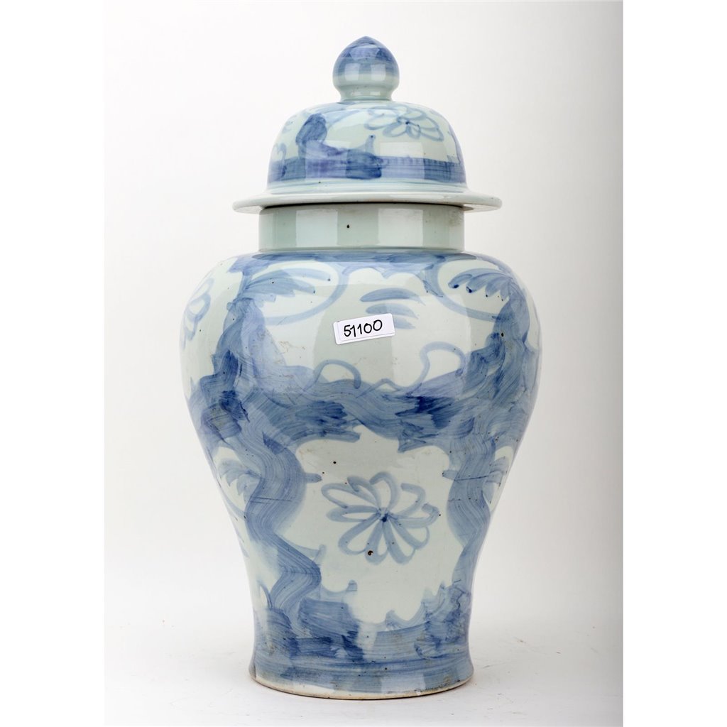Danny's Fine Porcelain Home Decor Danny's Fine Porcelain Porcelain Temple Jar - Blue And White Mud Stepping Style 51100