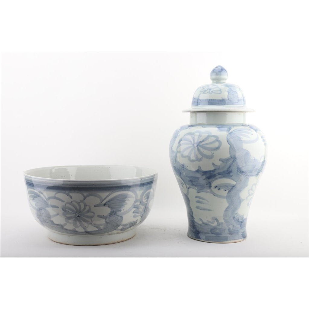 Danny's Fine Porcelain Home Decor Danny's Fine Porcelain Porcelain Temple Jar - Blue And White Mud Stepping Style 51100