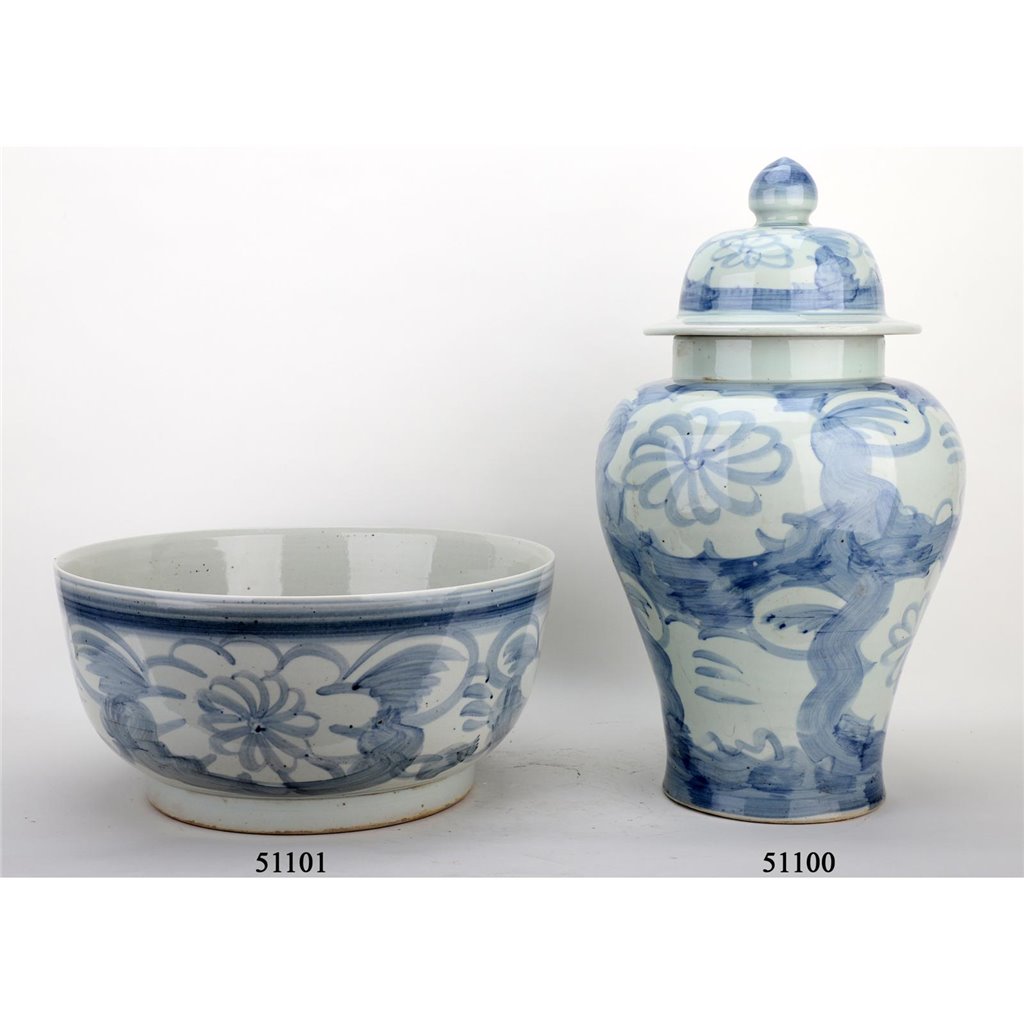 Danny's Fine Porcelain Home Decor Danny's Fine Porcelain Porcelain Temple Jar - Blue And White Mud Stepping Style 51100