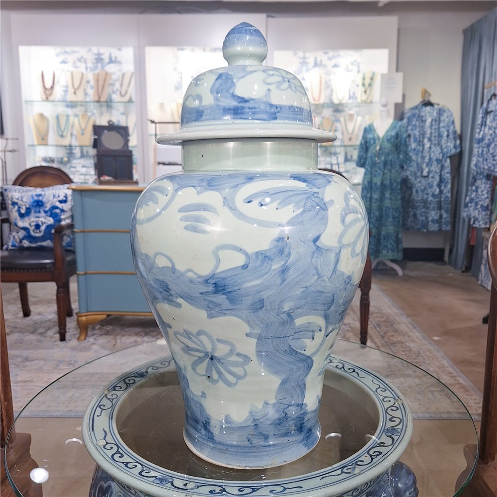 Danny's Fine Porcelain Home Decor Danny's Fine Porcelain Porcelain Temple Jar - Blue And White Mud Stepping Style 51100