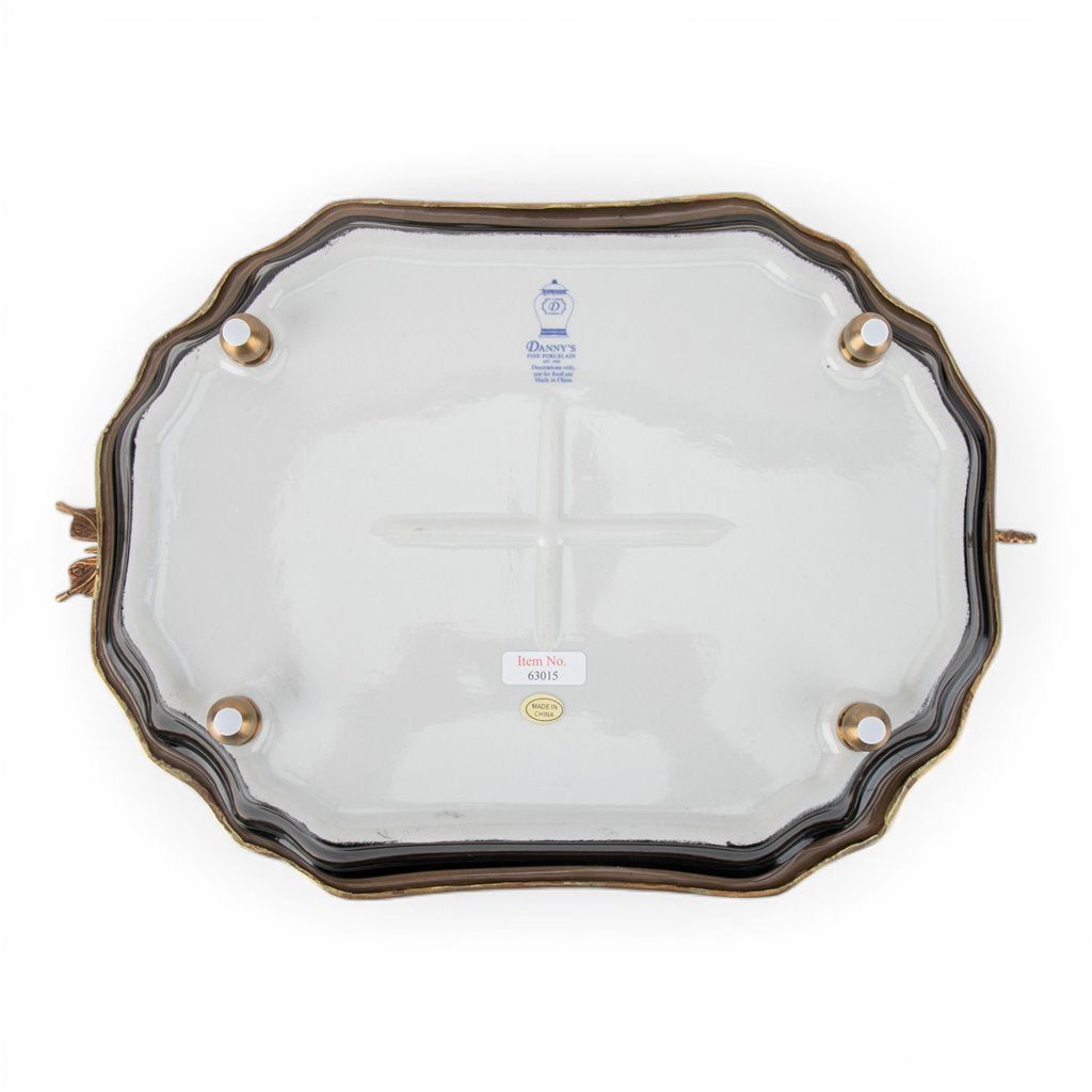 Danny's Fine Porcelain Home Decor Danny's Fine Porcelain Porcelain Tray with Bronze Ormolu - Azure Pagoda