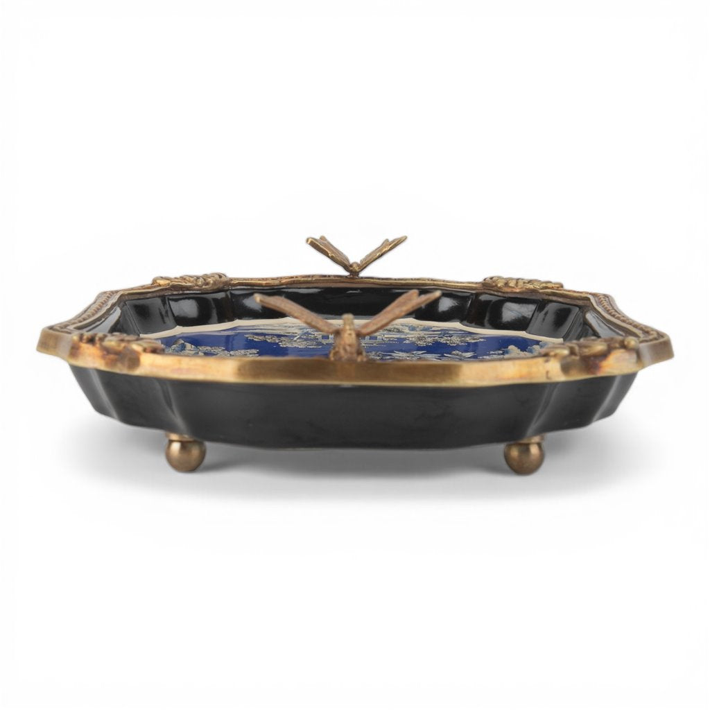 Danny's Fine Porcelain Home Decor Danny's Fine Porcelain Porcelain Tray with Bronze Ormolu - Azure Pagoda