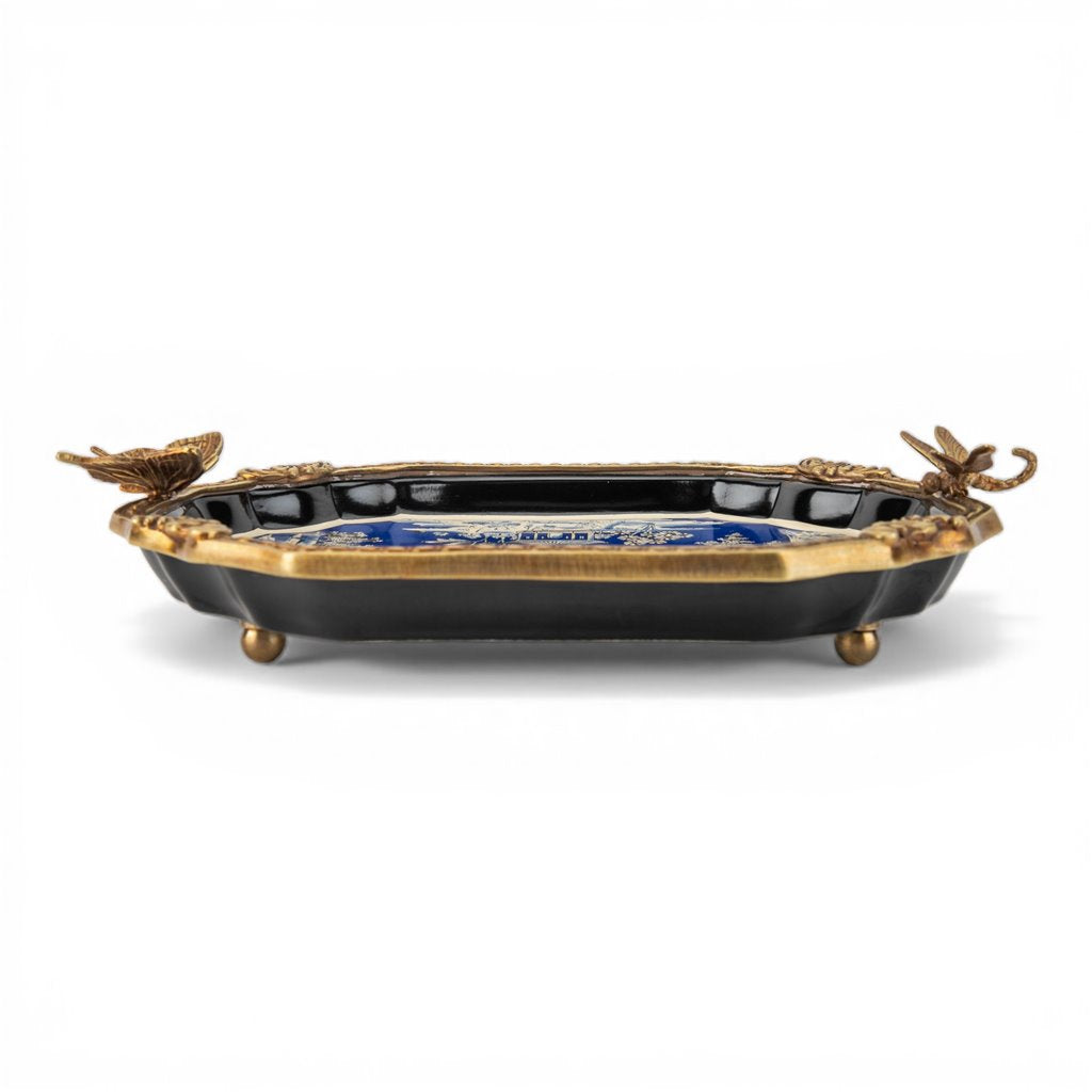 Danny's Fine Porcelain Home Decor Danny's Fine Porcelain Porcelain Tray with Bronze Ormolu - Azure Pagoda