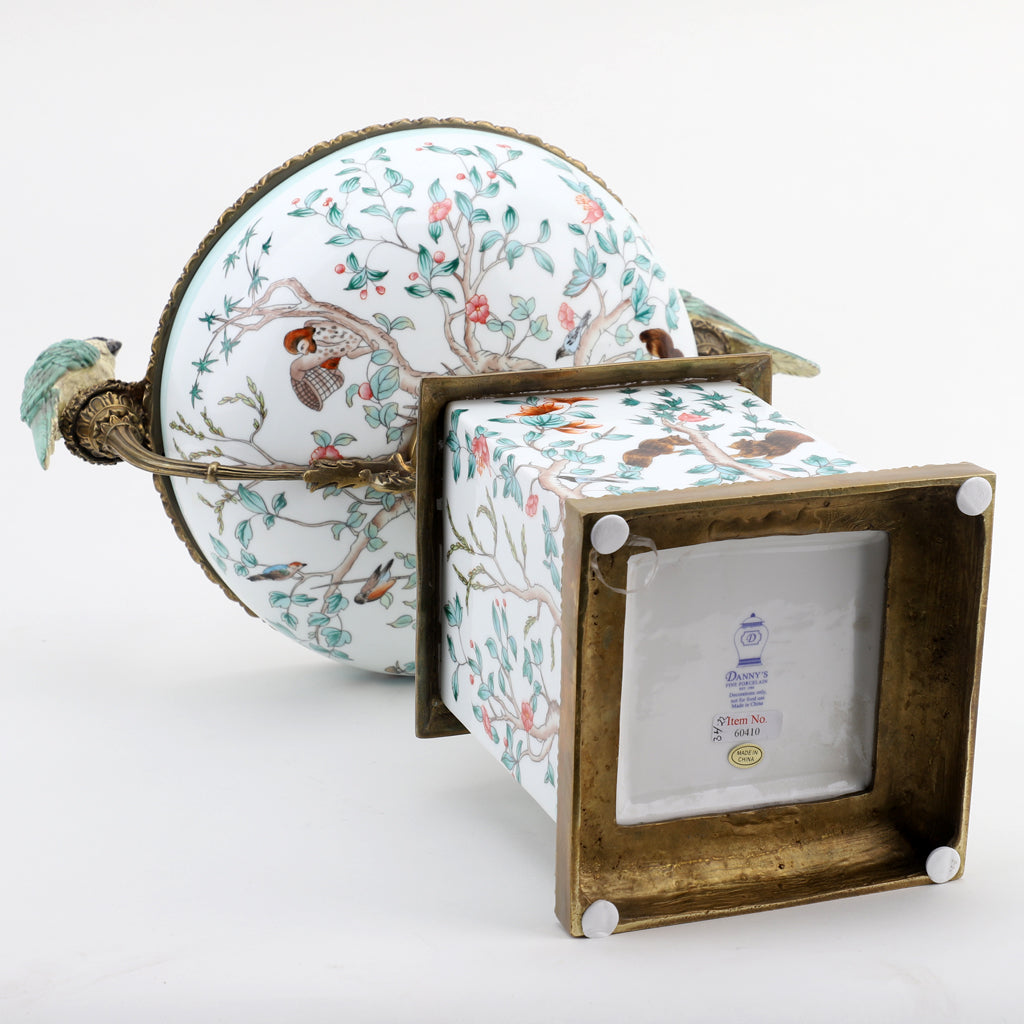 Danny's Fine Porcelain Home Decor Danny's Fine Porcelain Porcelain Vase Double Bird Handle With Bronze Ormolu 60410