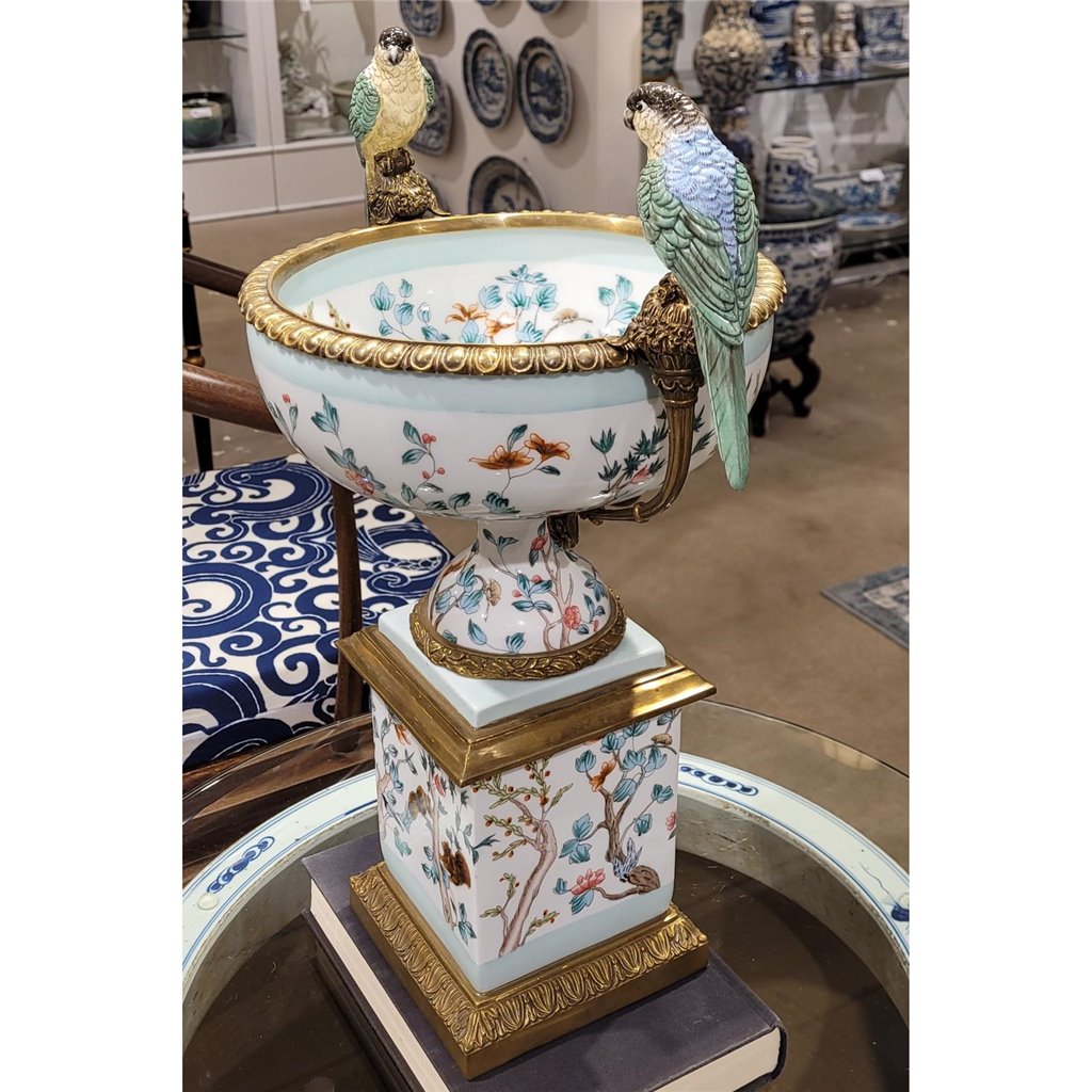 Danny's Fine Porcelain Home Decor Danny's Fine Porcelain Porcelain Vase Double Bird Handle With Bronze Ormolu 60410