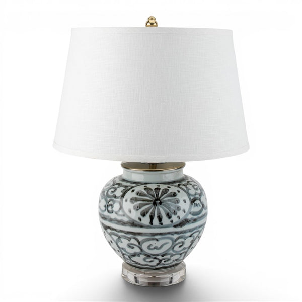 Danny's Fine Porcelain Home Decor Danny's Fine Porcelain Porcelain Vase Lamp - Grey and White[2-847-17]