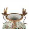 Danny's Fine Porcelain Home Decor Danny's Fine Porcelain Porcelain Vase with Ormolu Dragonfly Handles-Floral Vine