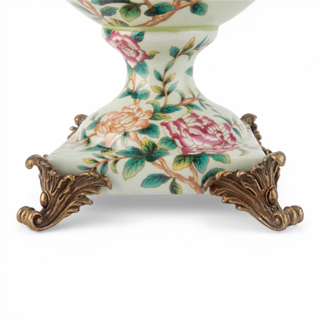 Danny's Fine Porcelain Home Decor Danny's Fine Porcelain Porcelain Vase with Ormolu Dragonfly Handles-Floral Vine