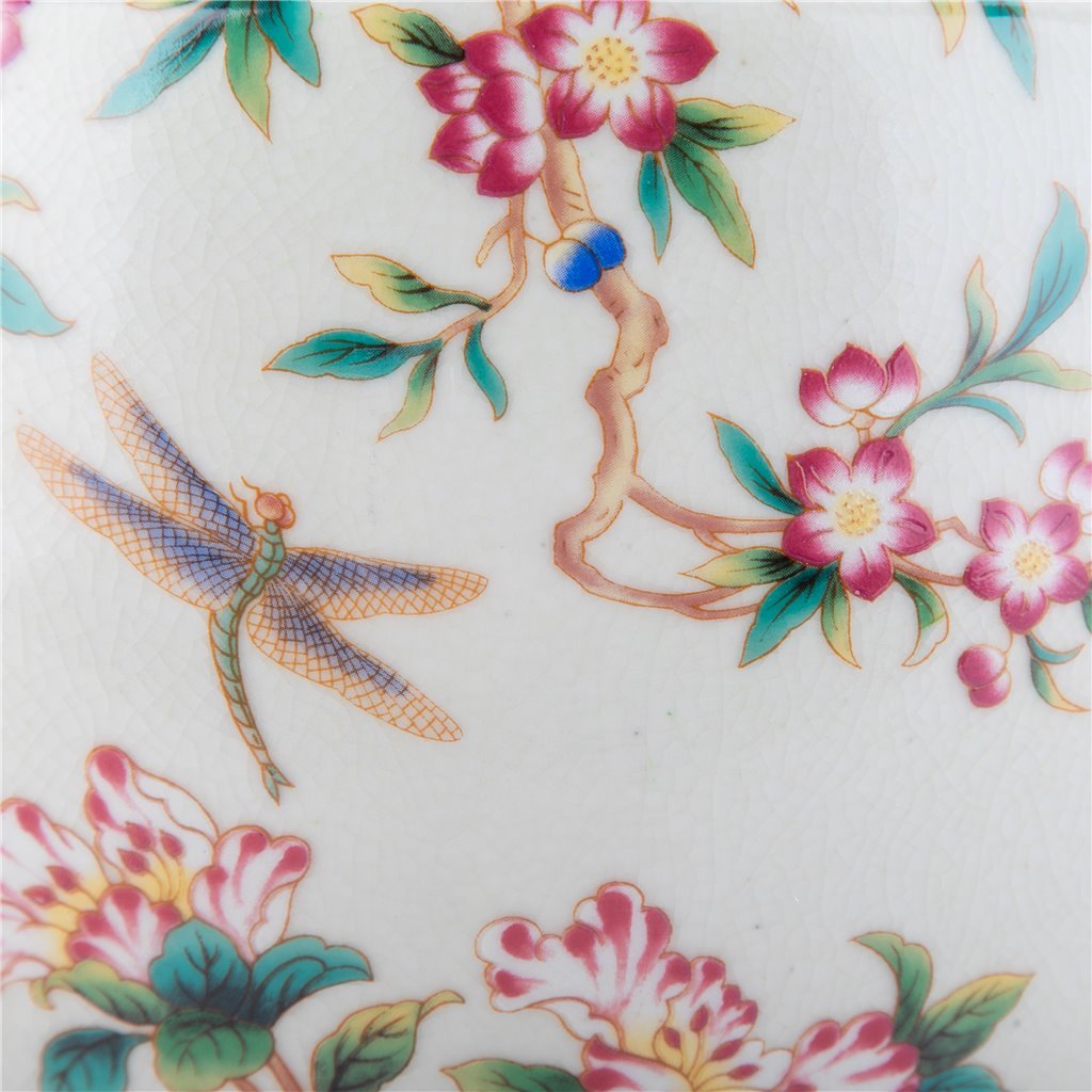 Danny's Fine Porcelain Home Decor Danny's Fine Porcelain Porcelain Vase with Ormolu Dragonfly Handles-Floral Vine