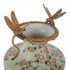Danny's Fine Porcelain Home Decor Danny's Fine Porcelain Porcelain Vase with Ormolu Dragonfly Handles-Floral Vine