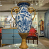 Danny's Fine Porcelain Home Decor Danny's Fine Porcelain Porcelain Vase with Ormolu Handles-Blue Bird
