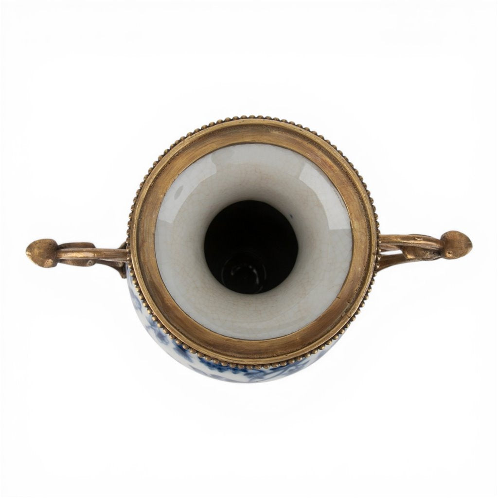 Danny's Fine Porcelain Home Decor Danny's Fine Porcelain Porcelain Vase with Ormolu Handles-Blue Bird