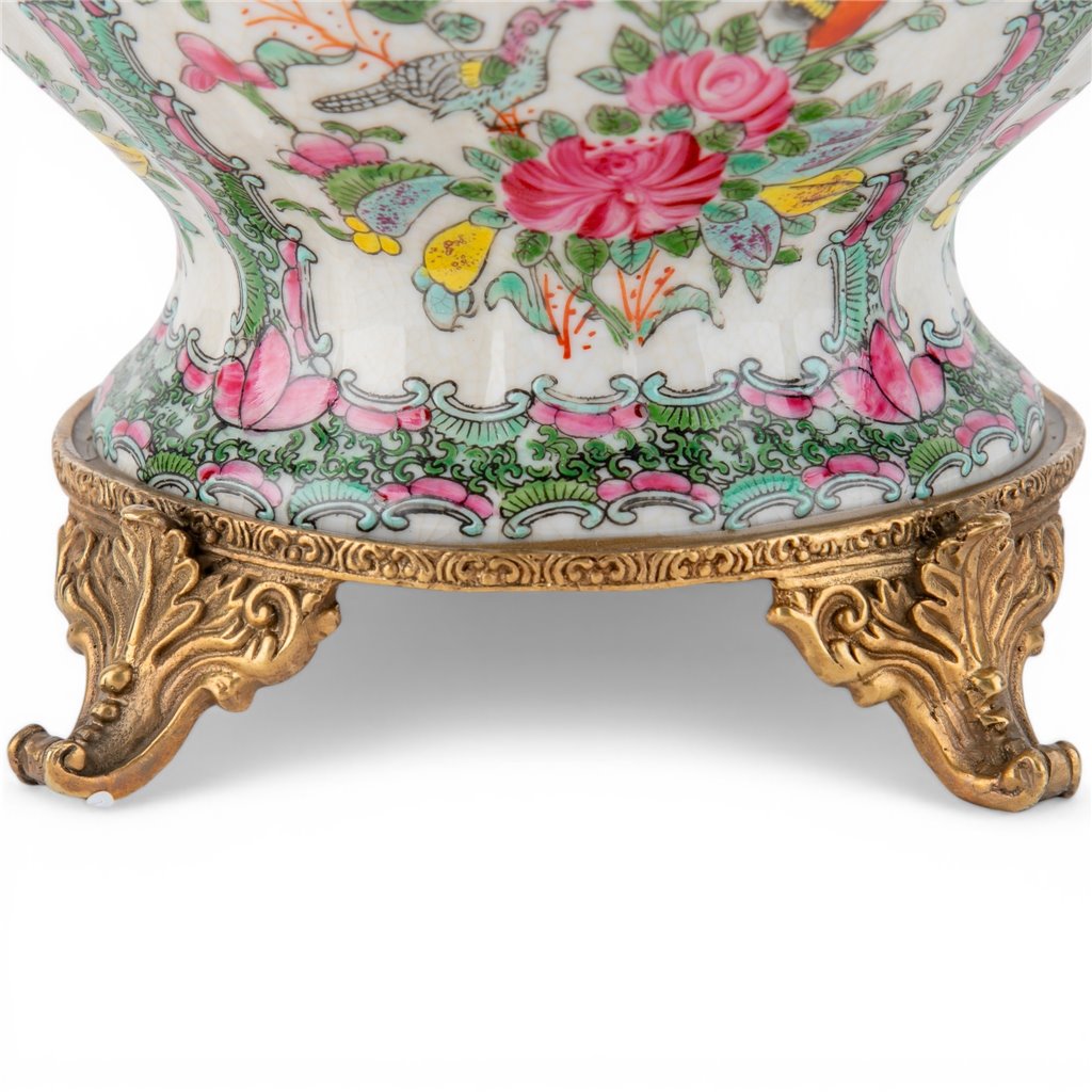 Danny's Fine Porcelain Home Decor Danny's Fine Porcelain Porcelain Vase with Ormolu Handles-Rose Medallion