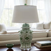Danny's Fine Porcelain Home Decor Danny's Fine Porcelain Porcelain Warrior Jar Lamp-Green Peony[2-847-19]