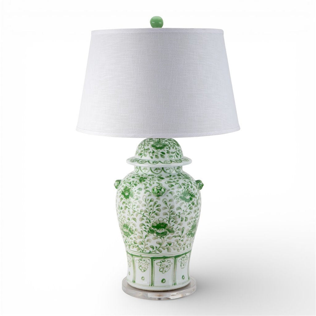Danny's Fine Porcelain Home Decor Danny's Fine Porcelain Porcelain Warrior Jar Lamp-Green Peony[2-847-19]