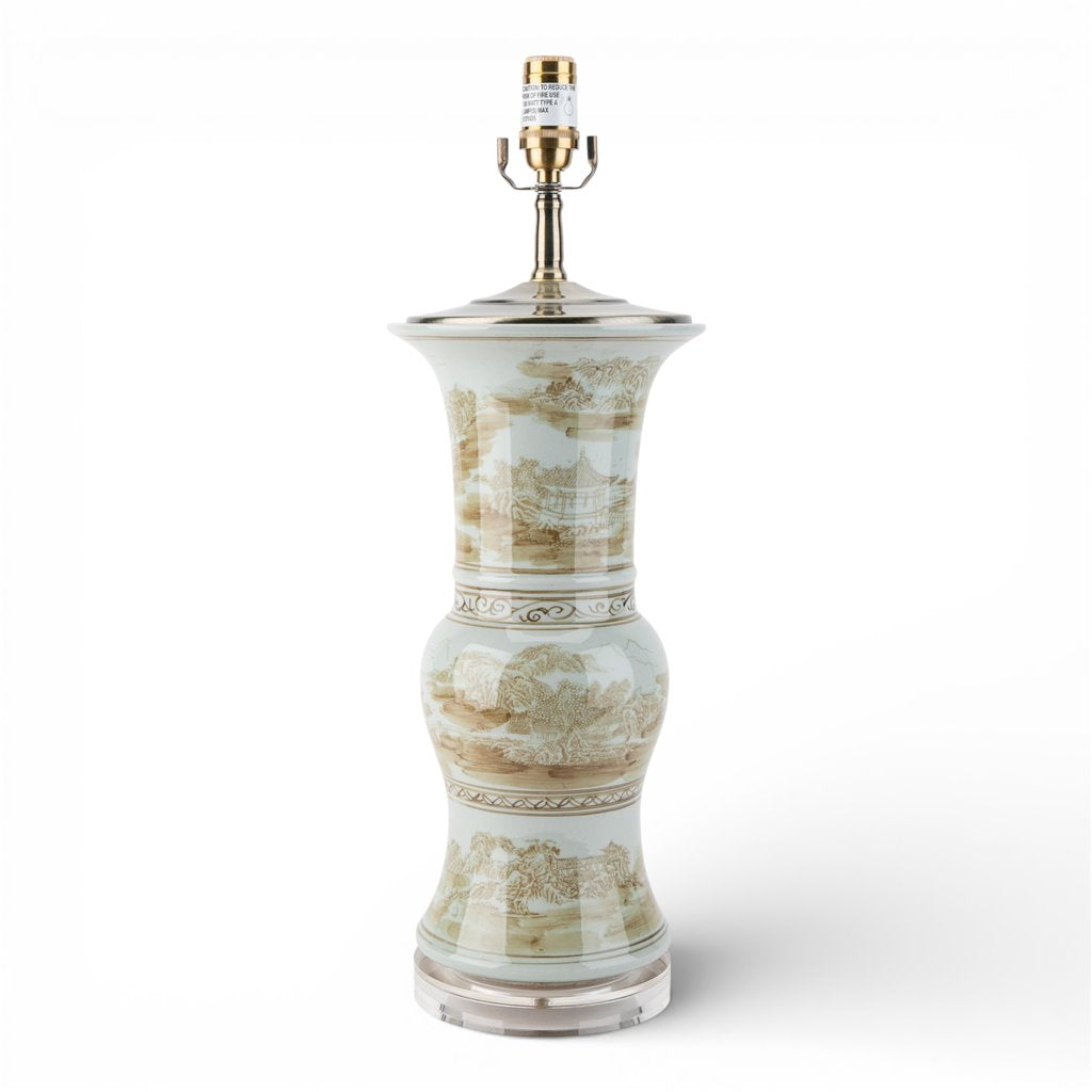 Danny's Fine Porcelain Home Decor Danny's Fine Porcelain Princess Mantel Vase Lamp - Elegant Vase-Brown Scenic (2-830-19)