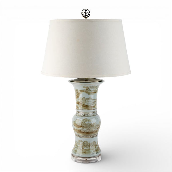 Danny's Fine Porcelain Home Decor Danny's Fine Porcelain Princess Mantel Vase Lamp - Elegant Vase-Brown Scenic (2-830-19)