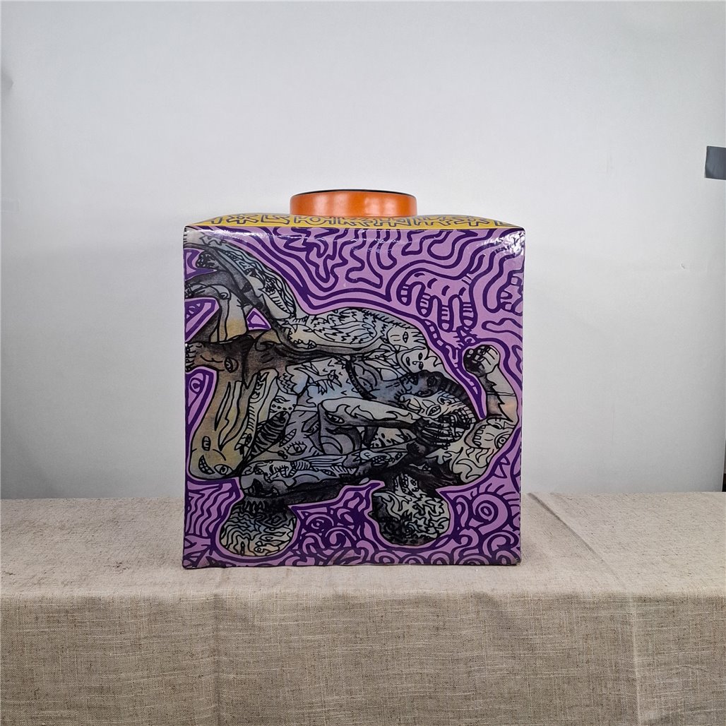 Danny's Fine Porcelain Home Decor Danny's Fine Porcelain Purple Square Square Jar - CLOSEOUT