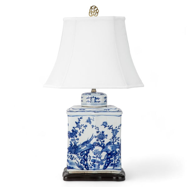 Danny's Fine Porcelain Home Decor Danny's Fine Porcelain Rectangular Lidded Tea Jar Lamp Floral & Bird