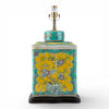 Danny's Fine Porcelain Home Decor Danny's Fine Porcelain Rectangular Lidded Tea Jar Lamp-Green Yellow Flower Bird[111-19-St-Be]