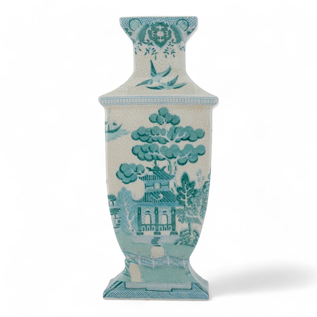 Danny's Fine Porcelain Home Decor Danny's Fine Porcelain Rectangular Vase in Turquoise White Willow Collection