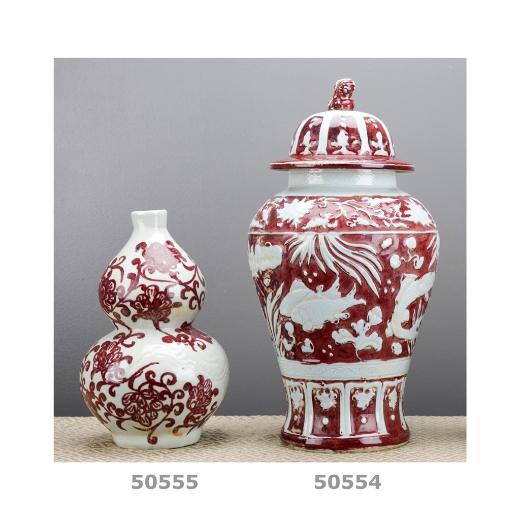 Danny's Fine Porcelain Home Decor Danny's Fine Porcelain Red and White Glazed Gourd Vase