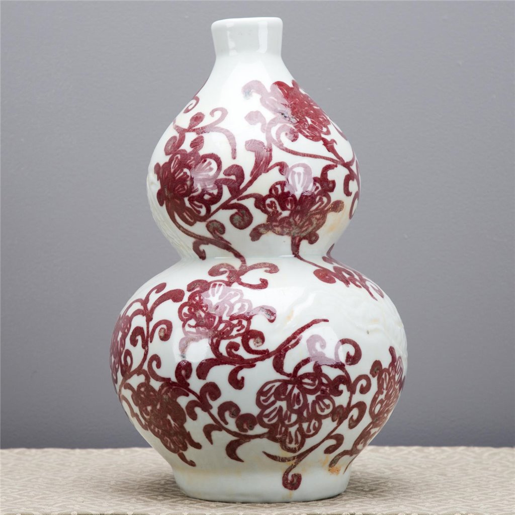 Danny's Fine Porcelain Home Decor Danny's Fine Porcelain Red and White Glazed Gourd Vase