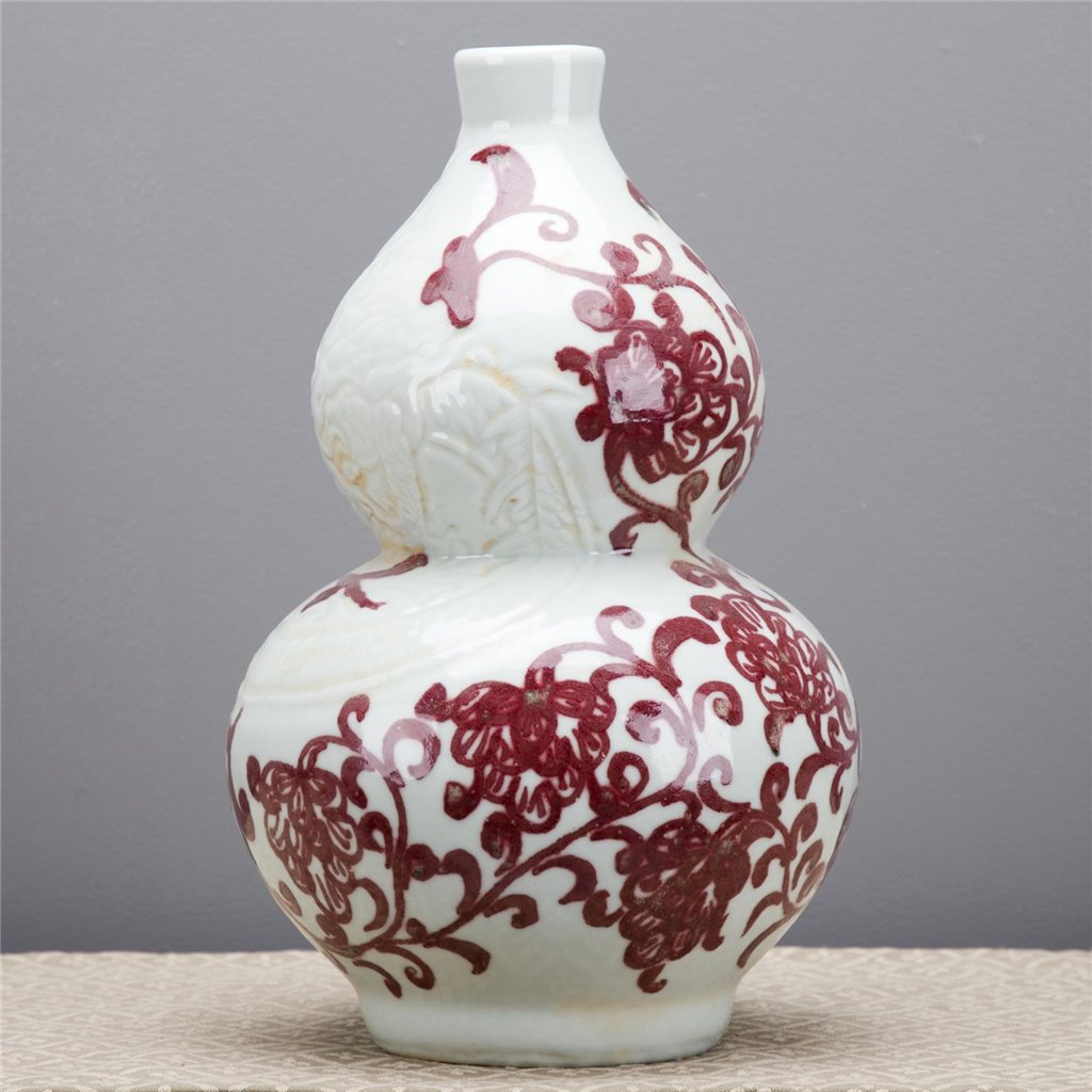 Danny's Fine Porcelain Home Decor Danny's Fine Porcelain Red and White Glazed Gourd Vase