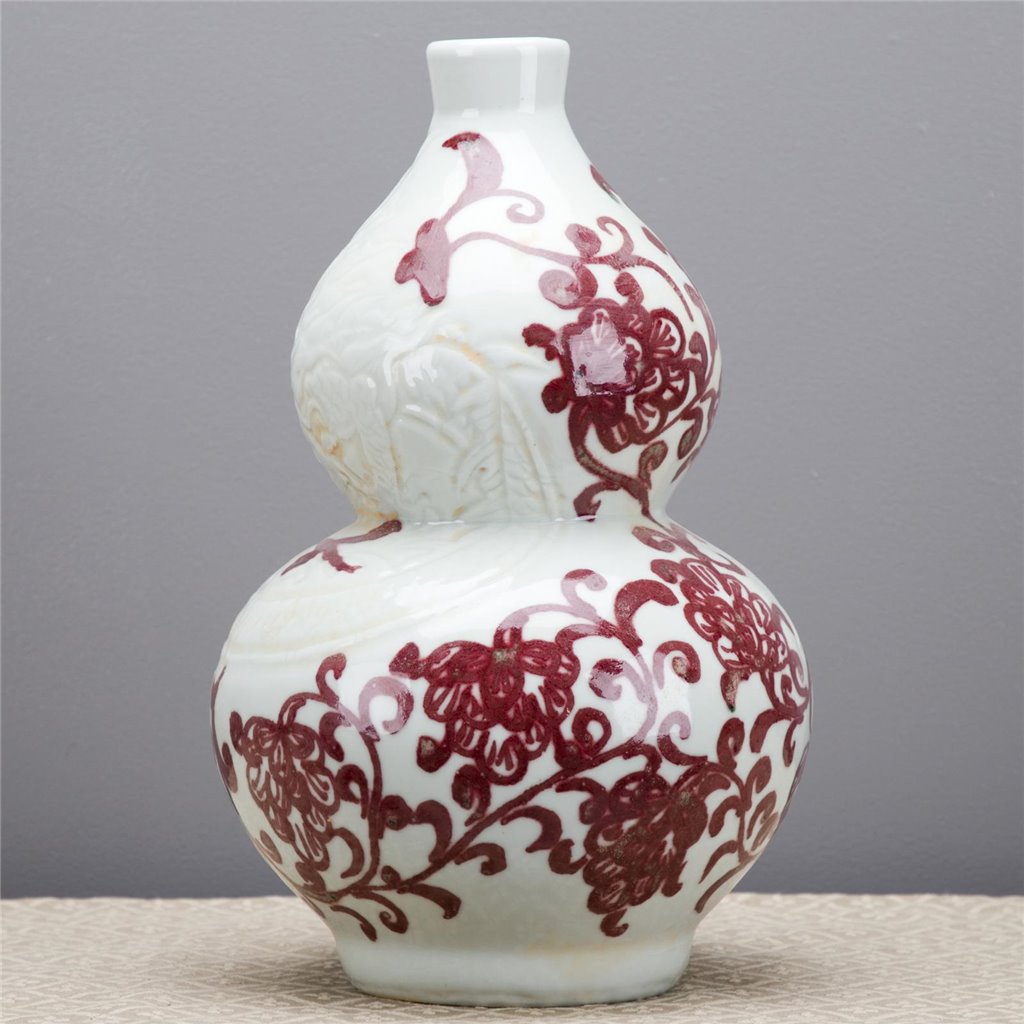 Danny's Fine Porcelain Home Decor Danny's Fine Porcelain Red and White Glazed Gourd Vase