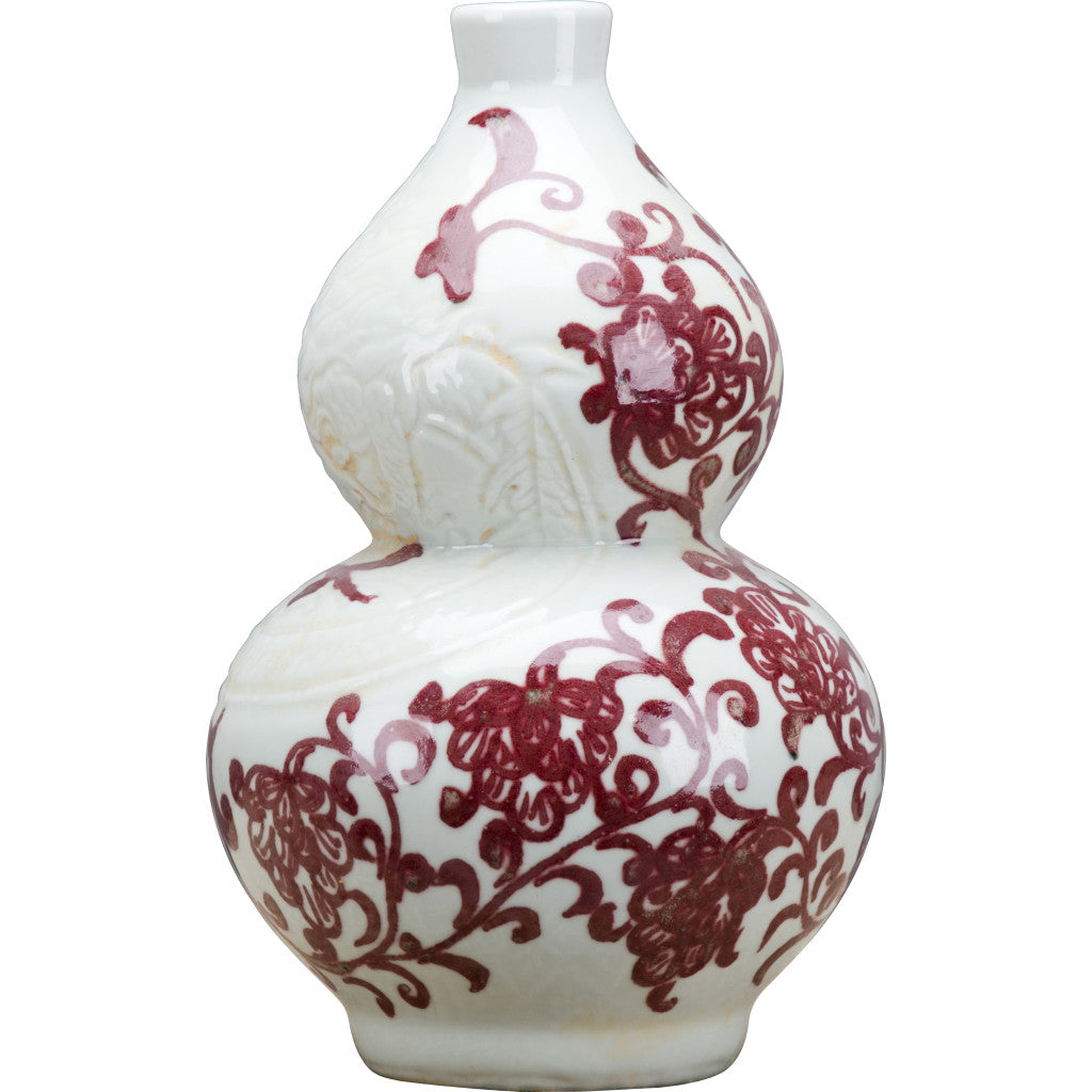 Danny's Fine Porcelain Home Decor Danny's Fine Porcelain Red and White Glazed Gourd Vase