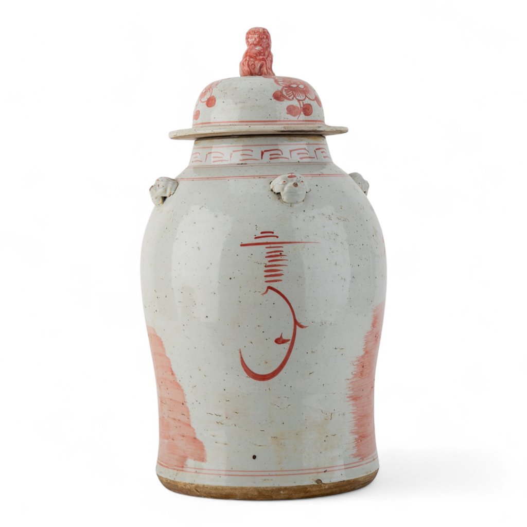 Danny's Fine Porcelain Home Decor Danny's Fine Porcelain Red Jar – Bird & Floral & Warrior Motif 51195