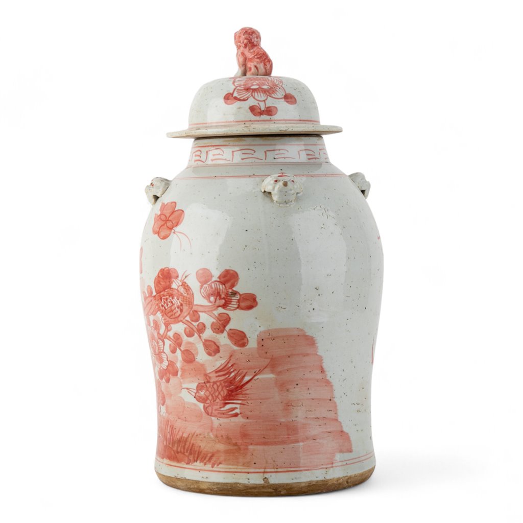 Danny's Fine Porcelain Home Decor Danny's Fine Porcelain Red Jar – Bird & Floral & Warrior Motif 51195