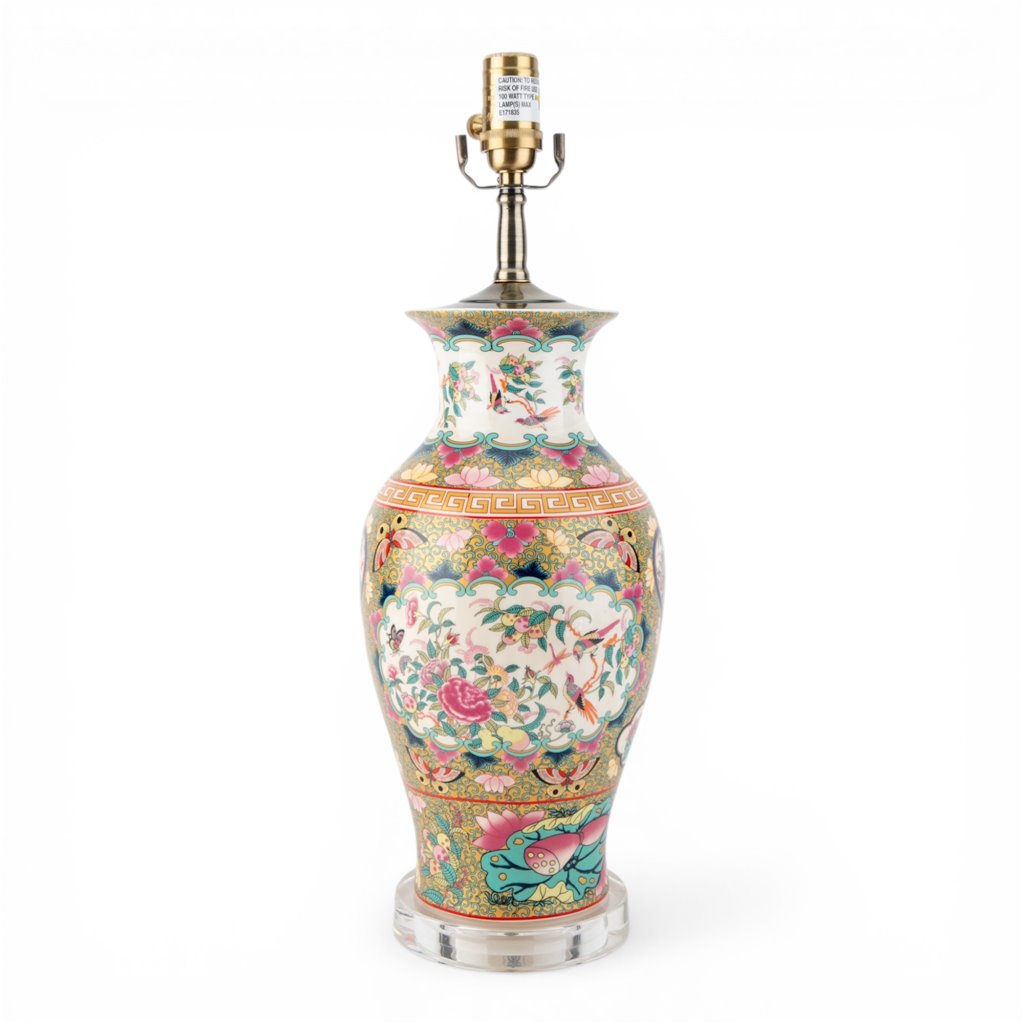 Danny's Fine Porcelain Home Decor Danny's Fine Porcelain Rose Medallion Canton Vase Lamp[2-847-17] Elegant Rose Medallion Canton Vase