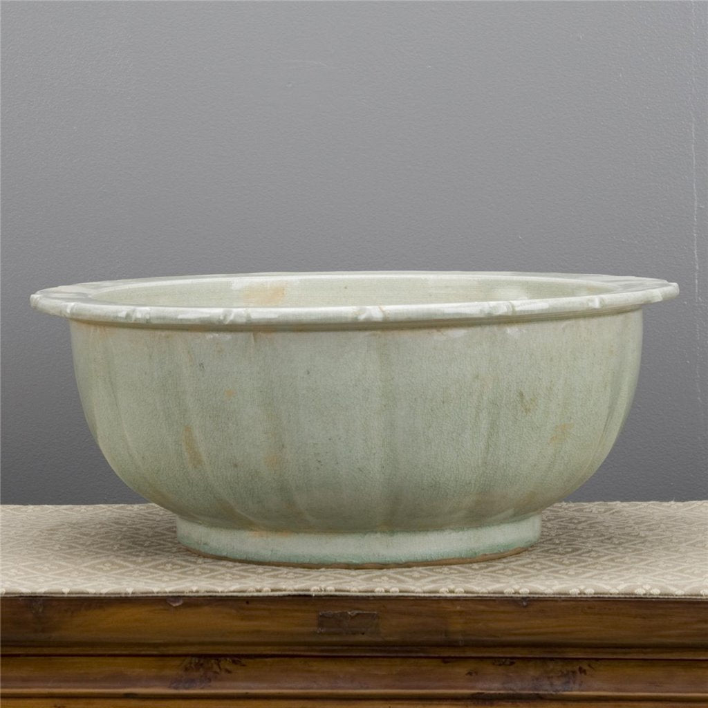 Danny's Fine Porcelain Home Decor Danny's Fine Porcelain Round Basin - Carved Celadon Porcelain 50359