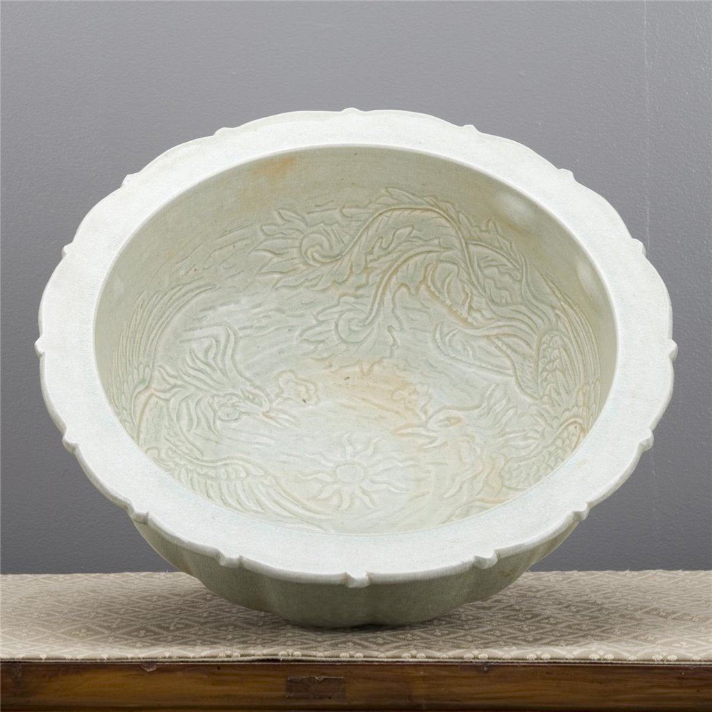 Danny's Fine Porcelain Home Decor Danny's Fine Porcelain Round Basin - Carved Celadon Porcelain 50359