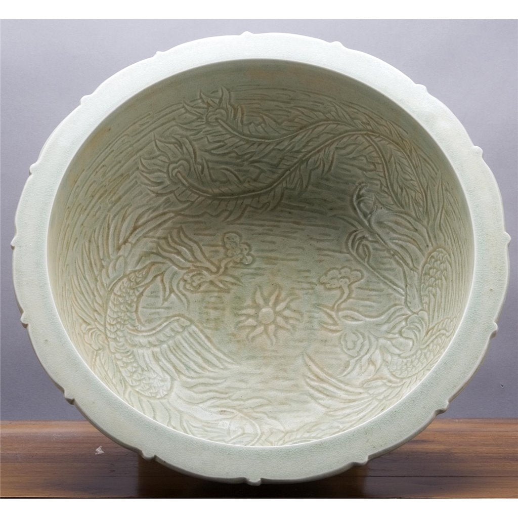 Danny's Fine Porcelain Home Decor Danny's Fine Porcelain Round Basin - Carved Celadon Porcelain 50359