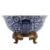 Danny's Fine Porcelain Home Decor Danny's Fine Porcelain Round Bowl With Bronze Base-Blue And White 14095