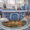 Danny's Fine Porcelain Home Decor Danny's Fine Porcelain Round Bowl With Bronze Base-Blue And White 14095