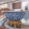 Danny's Fine Porcelain Home Decor Danny's Fine Porcelain Round Bowl With Bronze Base-Blue And White 14095