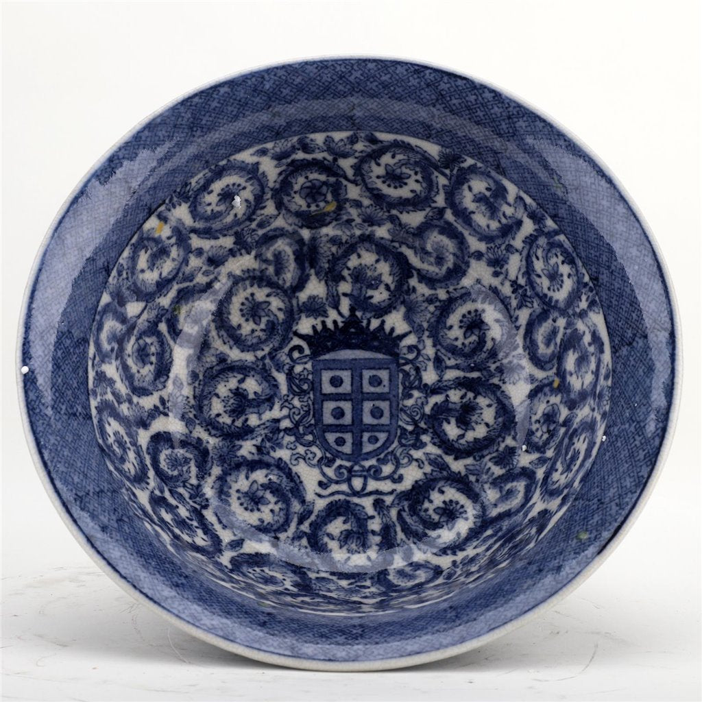 Danny's Fine Porcelain Home Decor Danny's Fine Porcelain Round Bowl With Bronze Base-Blue And White 14095