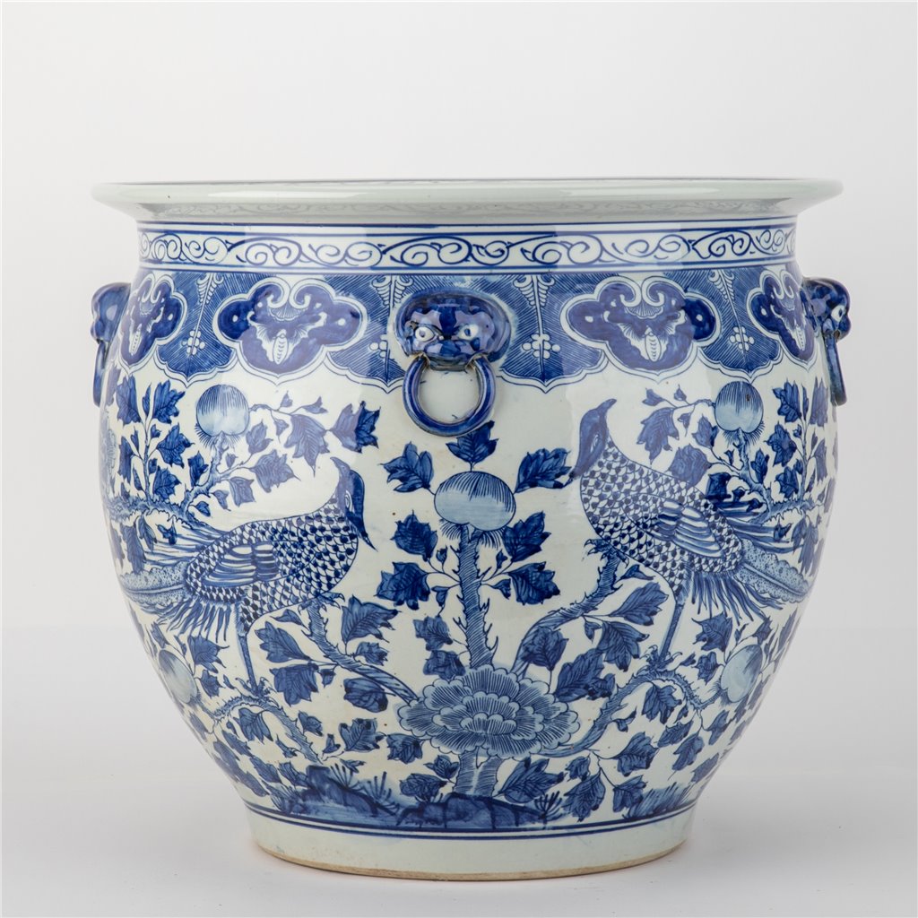 Danny's Fine Porcelain Home Decor Danny's Fine Porcelain Round Fishbowl Blue & White Bird