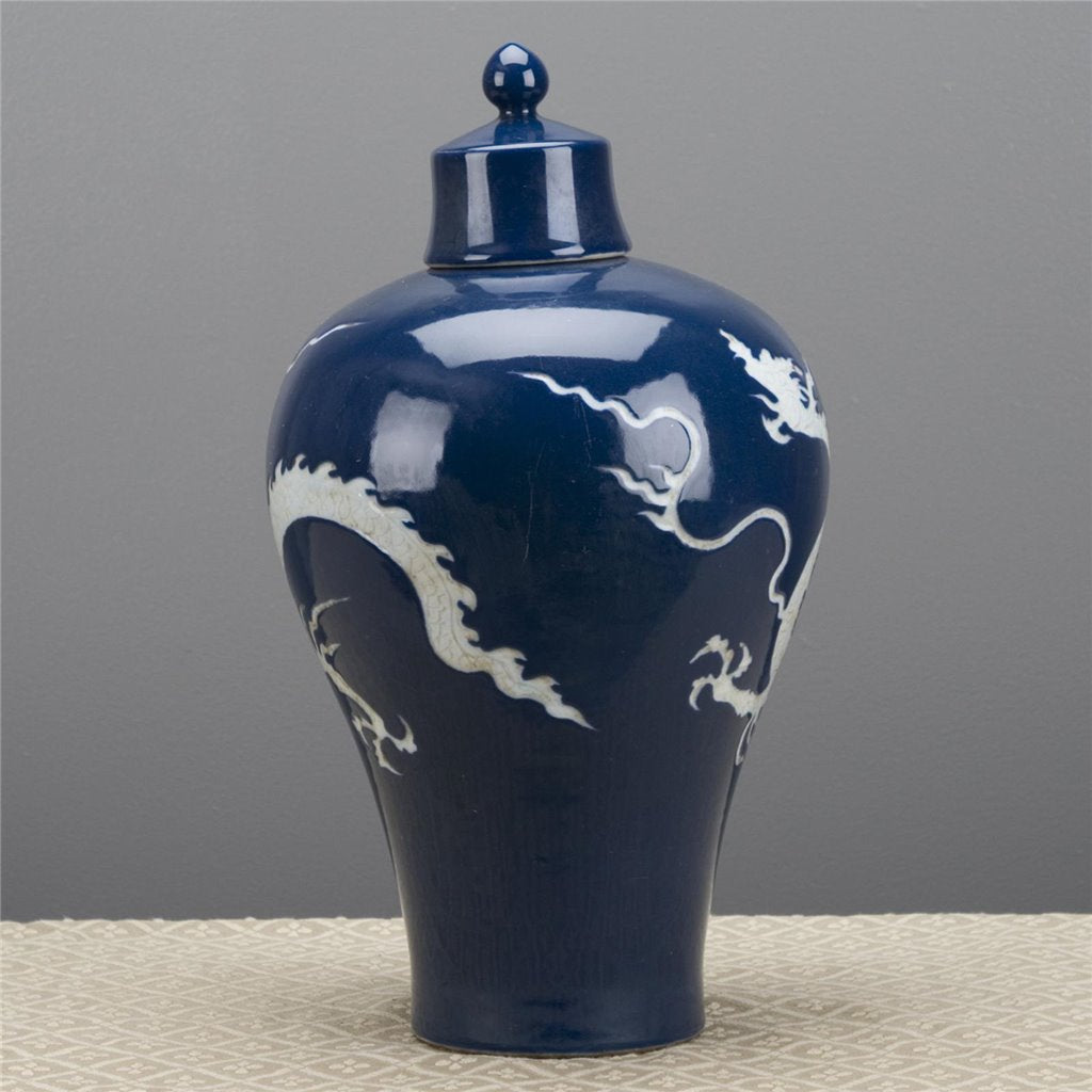Danny's Fine Porcelain Home Decor Danny's Fine Porcelain Round Jar With Dragon 50372
