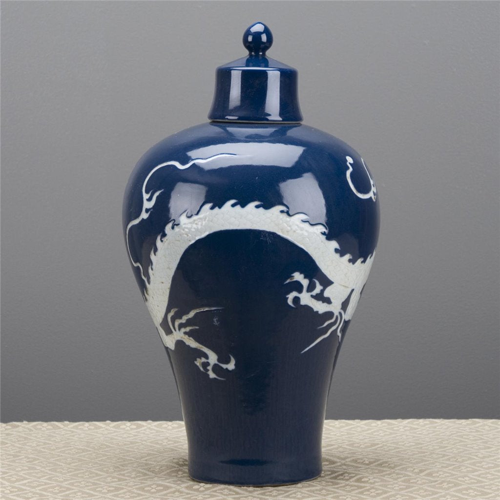 Danny's Fine Porcelain Home Decor Danny's Fine Porcelain Round Jar With Dragon 50372