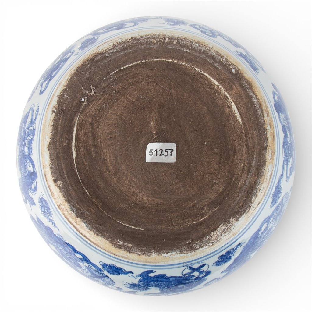Danny's Fine Porcelain Home Decor Danny's Fine Porcelain Round Lidded Basin - Blue and White Foo Dogs